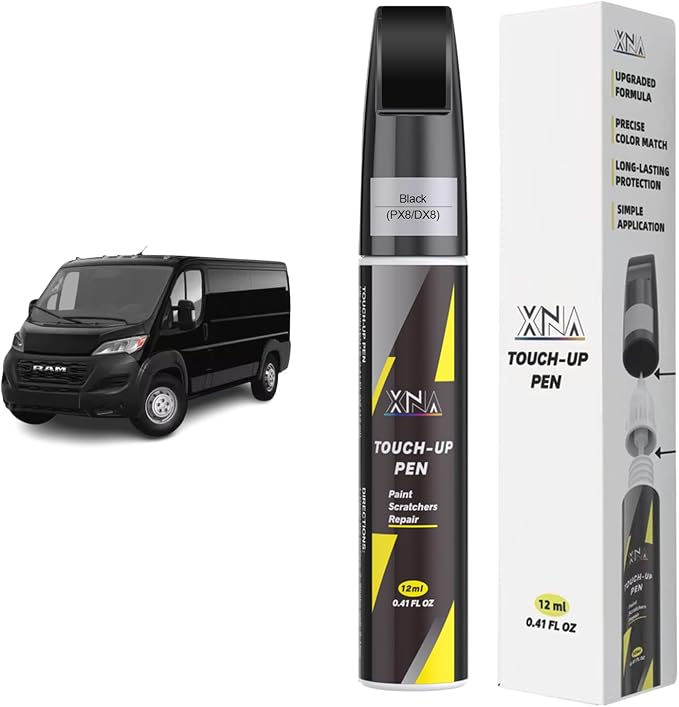 XNA Black(PX8/DX8) for Dodge Ram Touch Up Paint, 2 in 1 Car Scratch Remover with Pen Tip and Brush, Exact Color-Matched for Car Paint Scratch Repair, Quick & Easy Fix Chips and Nicks