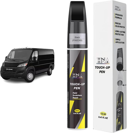 XNA Black(PX8/DX8) for Dodge Ram Touch Up Paint, 2 in 1 Car Scratch Remover with Pen Tip and Brush, Exact Color-Matched for Car Paint Scratch Repair, Quick & Easy Fix Chips and Nicks