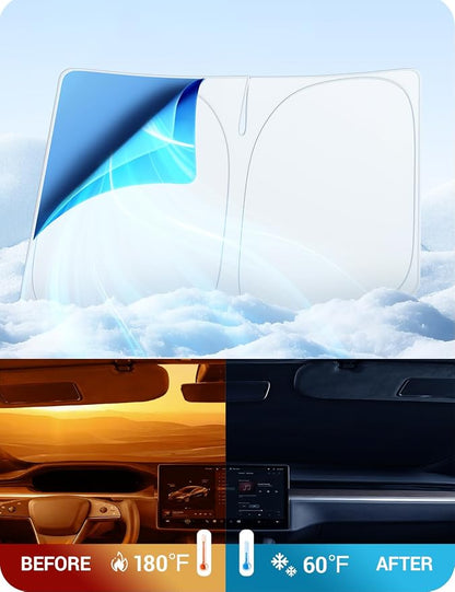 BASENOR 2026-2021 Tesla Model S/Model S Plaid Windshield Sunshade [Proprietary Design] [UV Protection] Foldable Heat Insulation Sun Shade Front Window Cover for Model S Accessories