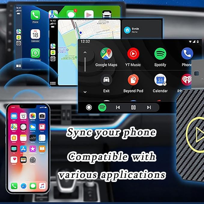 CarPlay Adapter for Hyundai Tucson 2016 2017 2018 2019 2020 2021 2022 2023 2024, Plug and Play CarPlay Dongle, Fast Auto Connect, 2-in-1 CarPlay Converter for iPhone & Android with USB/Type C Port