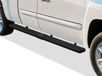 APS (Stainless Steel Black 5 inches Wheel to Wheel) Running Boards Nerf Bars Steps Compatible with Chevy Silverado GMC Sierra 1500 2500 1999-2013 Double Cab 6.5ft Bed & 2500HD 3500 2001-2014
