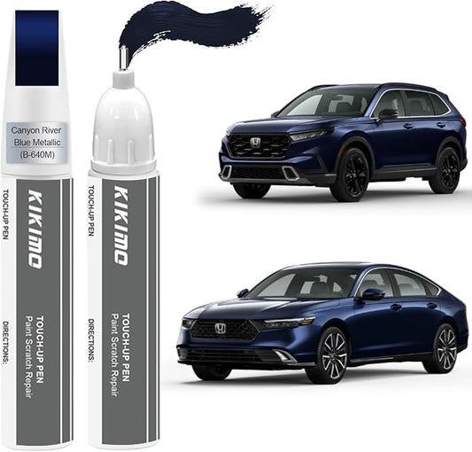 KIKIMO for Honda Touch Up Paint(Canyon River Blue Metallic(B-640M)), Car Paint Repair Kit for Honda, 2 In 1 Scratches Repair with Pen Tip and Brush, Color-Matched for Quick & Easy Fix