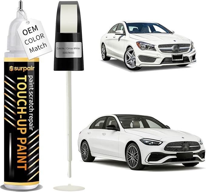 Calcite/Cirrus White 650/9650 Touch up Paint for Mercedes-Benz OEM Color Match Car Scratch Repair Kit for Nicks & Chips Scratches Quick & Easy Paint Fix 2-In-1 Car Scratch Remover Pen