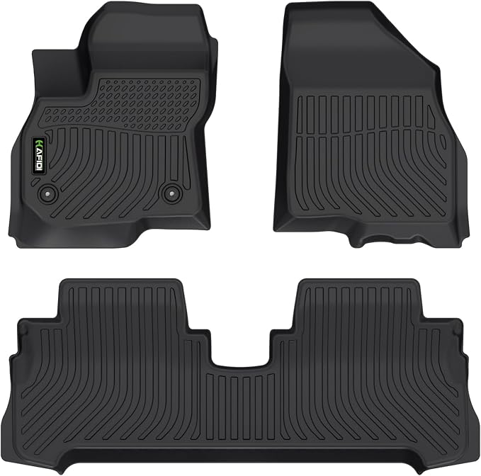 Floor Mats Custom for Chevrolet Chevy Bolt EV 2017-2023 (Not EUV) All Weather Protection TPE Heavy Duty Non-Slip Automotive Floor Liners Fits Front& 2nd Row Full Set Accessories, Black