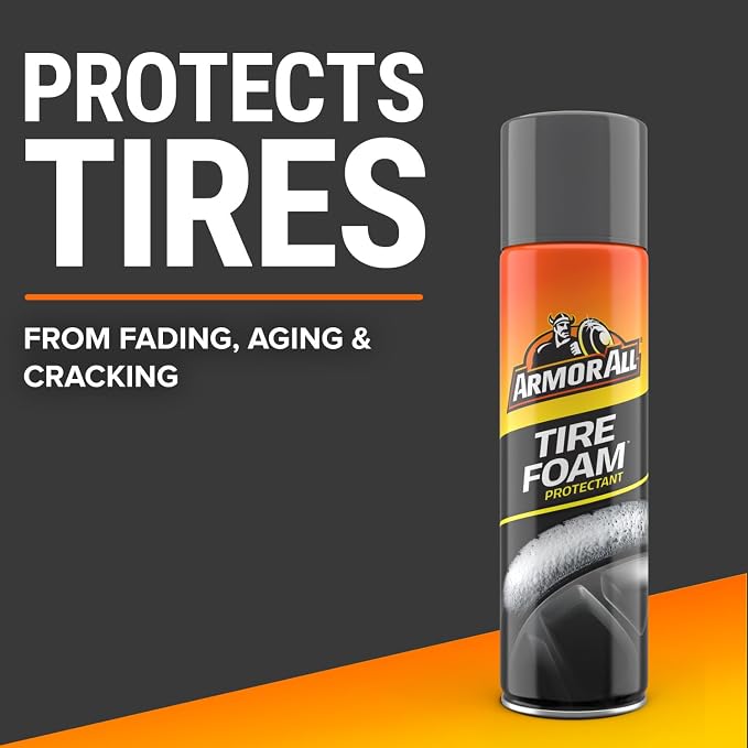 Armor All Tire Foam, Tire Cleaner Spray for Cars, Trucks, Motorcycles, 20 Oz Each, 1.25 Pound (Pack of 2)