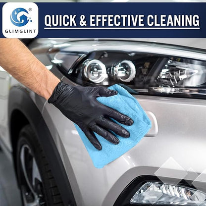 GLIMGLINT Blue Microfiber Cleaning Cloth,12PK Reusable Cleaning Rags, Highly Absorbent Shop Rags Bulk, All-Purpose Car Cleaning Towels for TV Screen, Kitchen, Bathroom, Restaurant Garage, 14"X12"