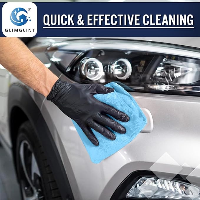 GLIMGLINT Blue Microfiber Cleaning Cloth,150PK Reusable Cleaning Rags,Highly Absorbent Shop Rags Bulk,All-Purpose Car Cleaning Towels for TV Screen, Kitchen, Bathroom, Restaurant, Garage, 14"X12"