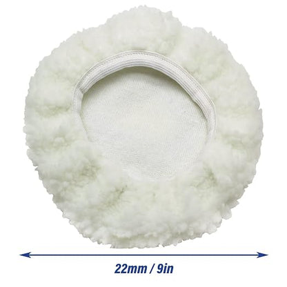 Bonsicoky 6 PCS Car Polishing Bonnet Buffing Pad Lamb Fleece Buffing Pad Cover for 9" - 10" Car Polisher, White