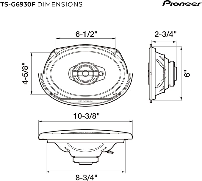 PIONEER G-Series TS-G6930F 6” x 9” 3-Way Speakers (Pair) – 400W Max, Balanced Sound + Smooth Treble, Great Stock Replacement, High-Efficiency Speaker Designed for OEM Power
