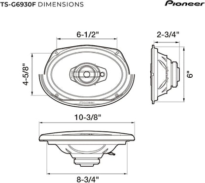 PIONEER G-Series TS-G6930F 6” x 9” 3-Way Speakers (Pair) – 400W Max, Balanced Sound + Smooth Treble, Great Stock Replacement, High-Efficiency Speaker Designed for OEM Power