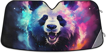 Windshield Sun Shade Panda Galaxy Front Window Block UV Shades Visor Reflective Retractable for Car SUV Trucks
