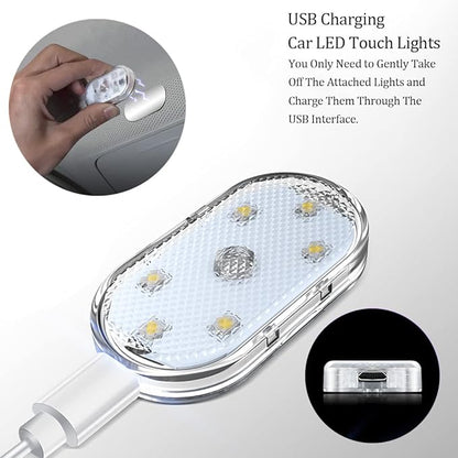 2 PCS Car Led Lights Interior,White Ambient Lighting Car Interior,USB Rechargeable Car Interior Reading Light,Portable Led Lights for Car