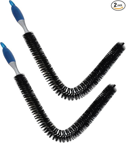 Long Handle Car Engine Cleaning Brush, Hard Bristle Automotive Wash Brushes, Flexible Bendable Vehicle Detailing Brush for Car Radiator Dryer Vent, Engine Oil Residue (2PCS)