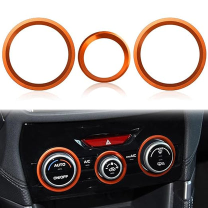Auovo AC Climate Control Knob Outer Ring Covers for Subaru Crosstrek Accessories 2018-2023 / Impreza 2017-2023/ Forester 2019-2024 Interior for Car Air Condition Switch Control Trim (Sun Orange)