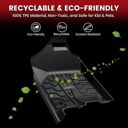 LASFIT Floor Mats for Ram 1500/2500/3500 Crew Cab 2013-2018 Front, for Ram 1500 Classic Crew Cab 2019-2024 All Weather TPE Custom Fit Car Mats Truck Front Liners 1st Row Only, Black