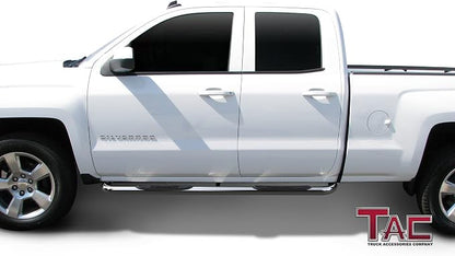 TAC Side Steps Fit Chevy Silverado/GMC Sierra 1999-2018 1500 & 1999-2019 2500/3500 Extended/Double Cab (Exclude C/K Classic) 3" Stainless Steel Side Bars Nerf Bars Step Rails Running Boards 2 Pieces