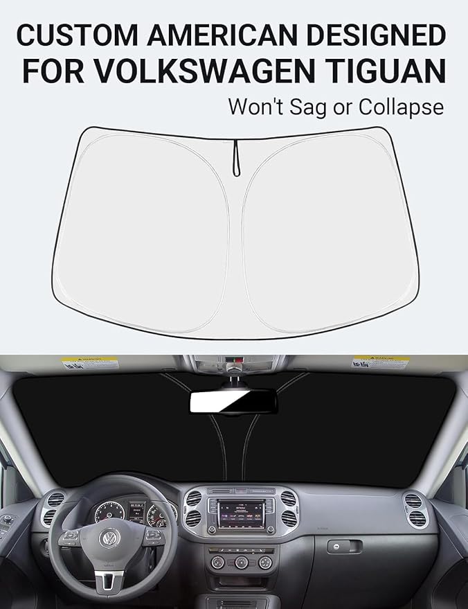 Proadsy 2026 Upgrade Front Windshield Sun Shade Foldable Sunshade Protector Custom Sun Visor Fit 2009-2017 Volkswagen VW Tiguan Accessories