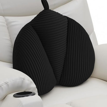 Lumbar Support Pillow for Couch, Back Support Pillow for Office Chair, Heart-Shape Back Cushion with Shredded Foam for Back Pain Relief & Reading, Lumbar Cushions for Recliner, Car, Black