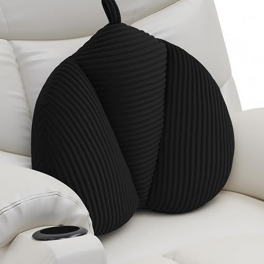 Lumbar Support Pillow for Couch, Back Support Pillow for Office Chair, Heart-Shape Back Cushion with Shredded Foam for Back Pain Relief & Reading, Lumbar Cushions for Recliner, Car, Black