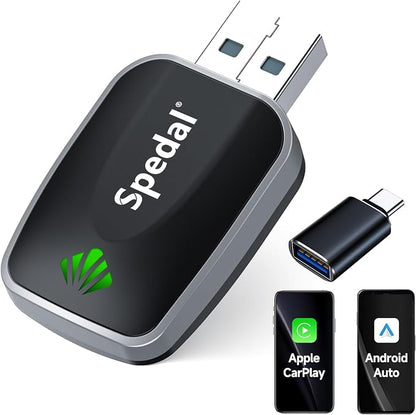 Seamless Auto-Connect CarPlay Adapter, Upgrade 2in1 Wireless CarPlay & Android Auto Adapter, Plug & Play, WLAN Dual-Band 2.4G+5G, Auto Reconnect, Compatible with After 2016 Cars with Wired CarPlay