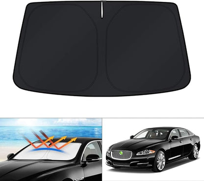 KUST Windshield Sun Shade for Jaguar XJ Accessories 2010-2019 Custom Fit Sunshade Foldable Window Sun Visor Protector Blocks UV Rays Keep Your Car Cooler
