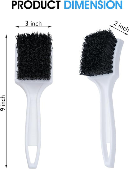 Nanoskin 3-Pack 8.5-Inch Deep Clean Stiff Scrub Brushes for Carpets & Floor Mats, Black Nylon - Pro Automotive Detailing, Home Carpet Scrubber, Easy Grip Handles, High-Performance Cleaning Accessories