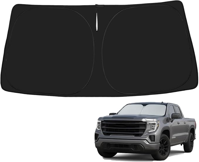 Proadsy 2026 Upgrade Windshield Sun Shade Custom Fit GMC Sierra 2019-2026 4-Layer Foldable Front Sunshade Protector Sun Visor Blocks UV Rays Keep Car Cooler Accessories