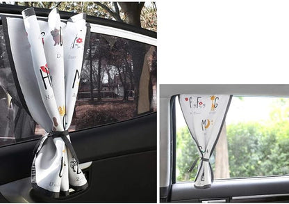 Magnetic Car Sun Shade Curtain for Side Window – Sun Blocker and UV Protector for Baby, Kids, and Pets – Universal Fit with Built-in Magnets for Steel-Framed Door (Be-Kids Alphabet)