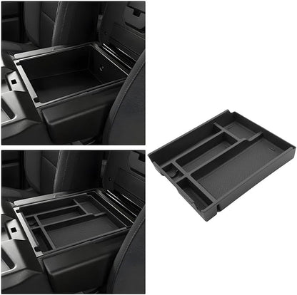 For Center Console Tray Compatible with 2019-2026 Chevy Silverado 1500& 2020-2026 Silverado 2500HD 3500HD (Split-Bench Folding Seat) Armrest Storage Box Console Organizer ABS Materials