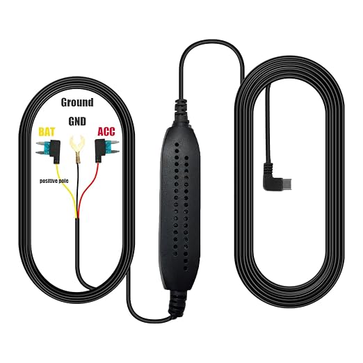 Aprilboy Type-C Hardwire Kit for 2 Channel Dash Cams with Fuse Taps and Installation Tools, 12V-30V to DC 5V 2.5A Car Dash Step-Down Cable-11ft