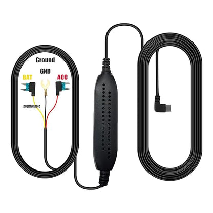 Aprilboy Type-C Hardwire Kit for 2 Channel Dash Cams with Fuse Taps and Installation Tools, 12V-30V to DC 5V 2.5A Car Dash Step-Down Cable-11ft