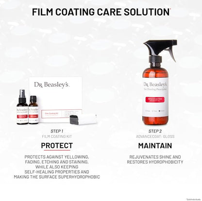Dr. Beasley's Film Coating Kit, 12 fl oz - Ceramic Coating Protects PPFs, Wraps, Vinyl from Yellowing, Fading, Etching, Staining. Includes Film Coating, Prep, Foam Block Applicator, 2 Suede Cloths
