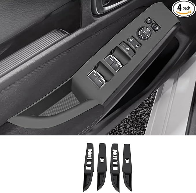 Temmis 4PCS Car Door Window Switch Panel Cover for Honda Civic 2022-2025, Auto Interior Decor Accessories Armrest Trim Silicone Style Kit-Black