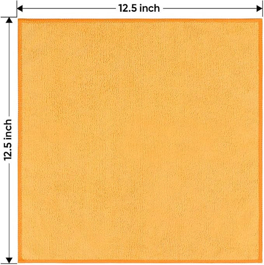 HOMEXCEL Yellow Microfiber Cleaning Cloths 12 Pack, 12.5 x 12.5 inch Microfiber Towel for Cars, Ultra Absorbent Car Washing Cloth, Lint Free Streak Free Cleaning Rags for Car, Kitchen, and Window