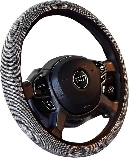 Bling Bling Women Steering Wheel Cover for car, 15 Inch Universal White Crystal Rhinestone Diamond Bling Accessories Anti-Slip Wheel Protector
