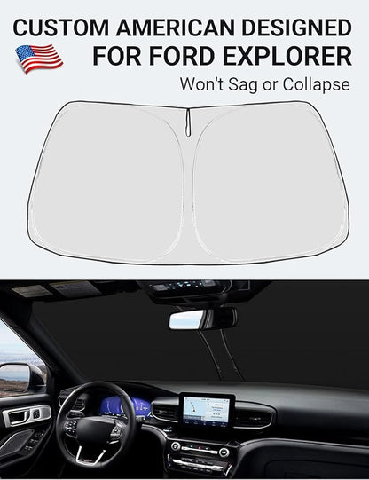 Proadsy Upgrade Front Windshield Sunshade Foldable Sun Visor Protector Custom Fit 2020-2025 Ford Explorer SUV, ST XLT, Limited, Platinum Accessories