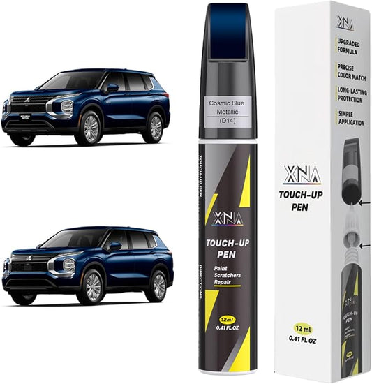 XNA Cosmic Blue Metallic(D14) for Mitsubishi Touch Up Paint, 2 in 1 Car Scratch Remover with Pen Tip and Brush, Exact Color-Matched for Car Paint Scratch Repair, Quick & Easy Fix Chips and Nicks