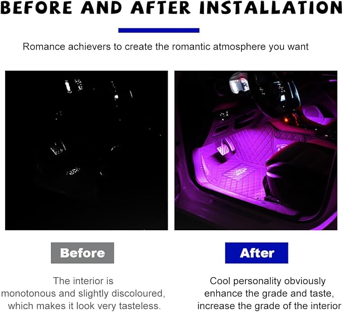 povtii Car LED Strip Light, 24 LED RGB Auto Under Dash Interior Atmosphere Lights, USB Vehicle Decorative Lamp Ambient Night Light Strip, Lighting Kit Car Accessories (Pink Purple)