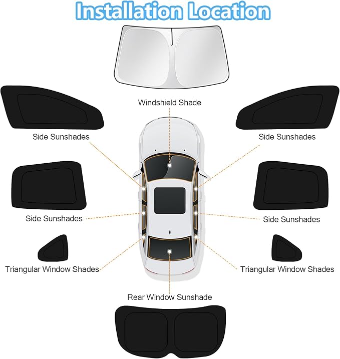 KUST Car Window Shades for Nissan Murano 2015-2020 2021 2022 2023 2024 Windshield Sun Shade Side Window Cover UV Block Privacy Protection Accessories for Camping Blackout Rear Back Full Set 8PCS