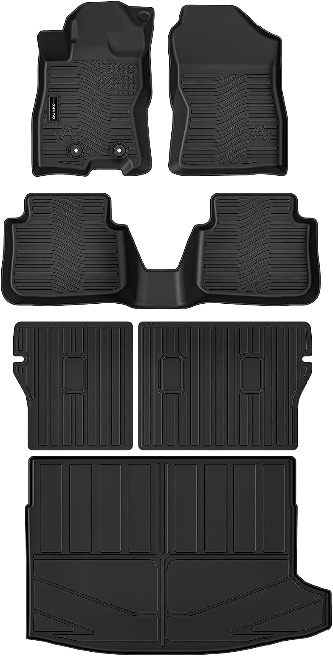 Auxko All Weather Floor Mats Cargo Mat Backrest Mat for 2026 Subaru Crosstrek Hybrid TPE Rubber Liners Accessories for 2026 Subaru Crosstrek Hybrid Odorless Anti-Slip Floor Mats Trunk Mat Black