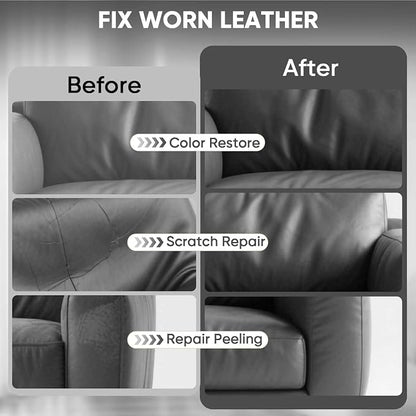 Leather Recoloring Balm - Scratch Repair & Color Restore Kit for Faded Leather, Leather Couch & Car Seats - 12OZ Leather Restorer Balm for Furniture, Auto Interior, Vinyl, Accessories (Dark Gray)
