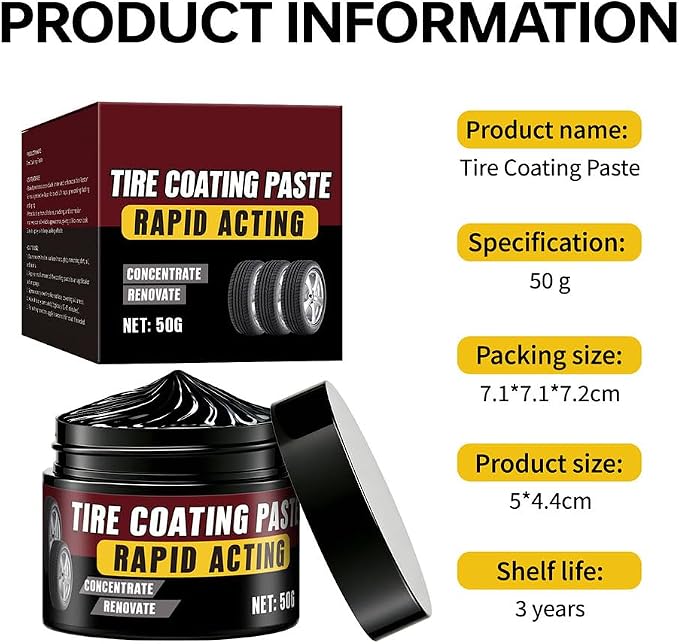 2026 New Tire Coating Paste & Trim Restorer,Car Tire Plastic Trim Renewal Paste with Sponge,Tires Polishing Pastes for Cars, Trucks,Motorcycles,Bring Back the Deep Black Shine (3 Set)
