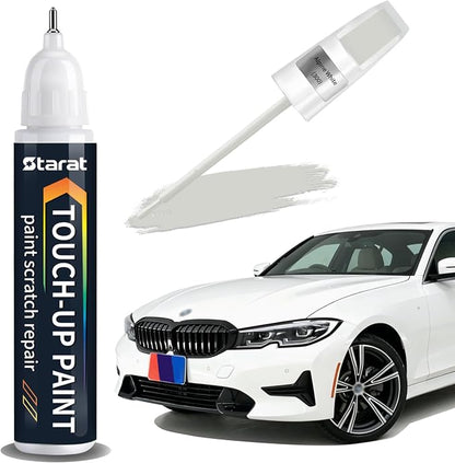 Alpine White(300) Touch Up Paint Pen for BMW 2-in-1 Quick & Easy Car Scratch Repair Kit Exact OEM Match for X5/X4/iX3/X3/X2/X1/5/1 Series