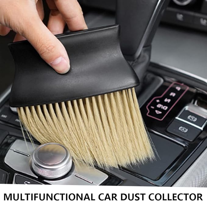 Ziciner Car Interior Detailing Brush, Ultra-Soft Auto Hair Bristles Removal Dust Collectors, Universal Vehicle Interior Cleaning Dashboard, Air Conditioner Vent etc Tool Accessory (2PCS, Yellow)