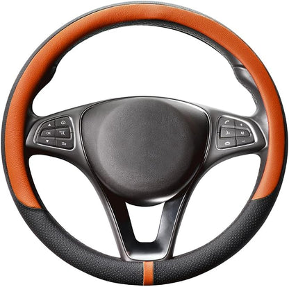 COFIT Breathable Car Steering Wheel Cover 15 inch Auto Universal Leather Wrap Non-Slip Steeringwheel Protector Automotive Interior Accessories, Purple (Suit for 14.5-15 inch)