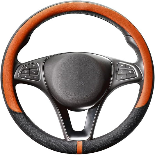 COFIT Breathable Car Steering Wheel Cover 15 inch Auto Universal Leather Wrap Non-Slip Steeringwheel Protector Automotive Interior Accessories, Purple (Suit for 14.5-15 inch)