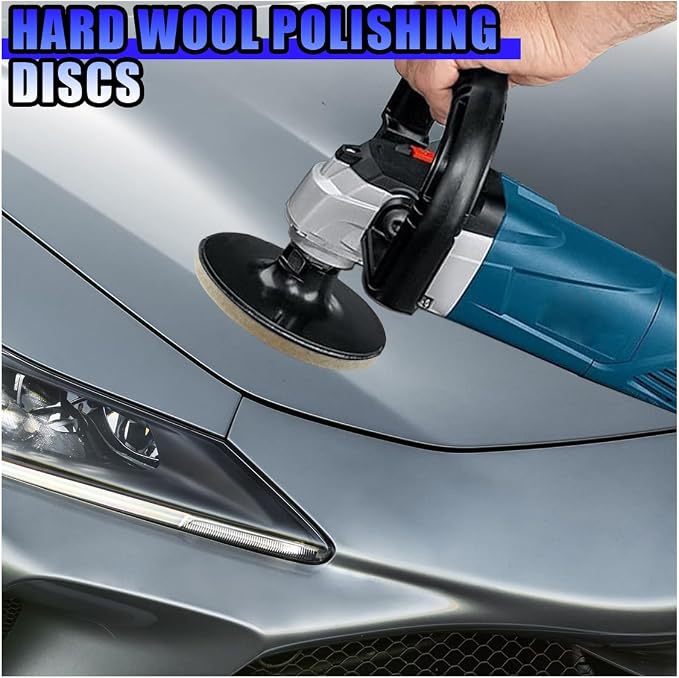 5PCS Car Glass Polishing Pads, 3" Wool Felt Buffing Wheel Polishing Pad Discs with Hook & Loop Back, Random Orbital Sander Polish Pad for Remove Scratch from Windshield, Window(3IN)