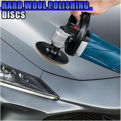 5PCS Car Glass Polishing Pads, 3" Wool Felt Buffing Wheel Polishing Pad Discs with Hook & Loop Back, Random Orbital Sander Polish Pad for Remove Scratch from Windshield, Window(3IN)