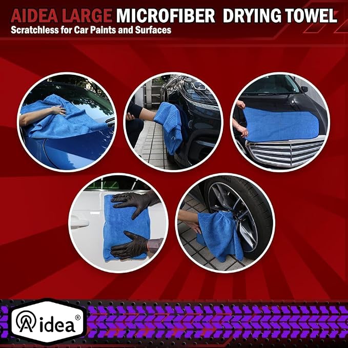 AIDEA Microfiber Towels for Cars-2PK, Large Professional Car Drying Towel, Scratch-Free & Absorbent Drying Towel for Cars, SUVs, RVs, Trucks, and Boats, 24inx 31in, Blue (Pack of 2)