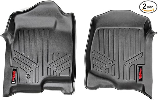 Rough Country All Weather Front Floor Mats for Chevy Silverado & GMC Sierra 1500/2500HD/3500HD (2007-2013) - Non-Slip Waterproof Flexible Floor Armor